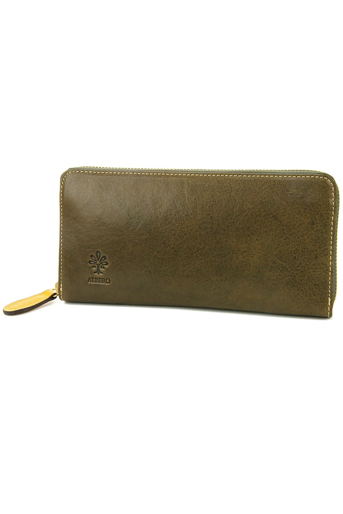 

Long Wallet Genuine Leather Round Zipper Clown 6409 Olive [Albero] Women s AL-6409-52 оливковий
