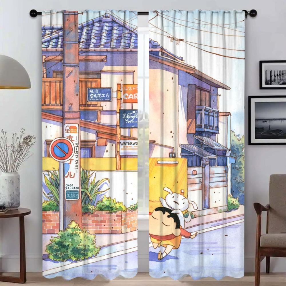 Crayons Shins Chans Curtains Child Room Living Curtain Home Interior Camera Shades Partition Tulle Bedroom Made Of Polyester Washable Area Ready