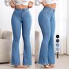 Womens High Waist Stretch Flared Jeans Slim Fit Bootcut Denim Pants Office Casual Wear