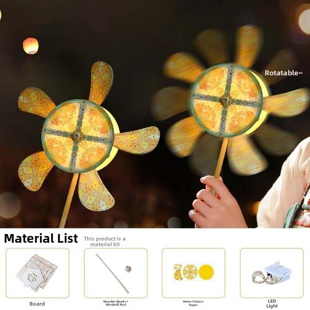 Spinning Axis Rabbit Spinning Lanterns Retro Pattern Rotating Windmill Light  Parent Child Style 1