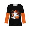 Dziecięca koszulka z długim rękawem na Halloween z nadrukiem, casualowy top z okrągłym dekoltem dla chłopców i dziewczynek