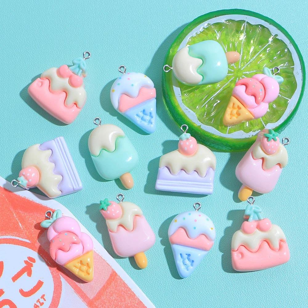 10Pcs Resin Ice Cream Cute Dessert Resin Charms Pendants For Jewelry Making DIY Handmade Earring Bracelet Necklace Accessories