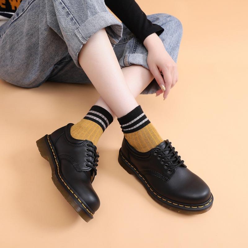Martin Boots Punk Hole Small Leather Shoes Women's Low Top, Leather Round Head Casual Student
