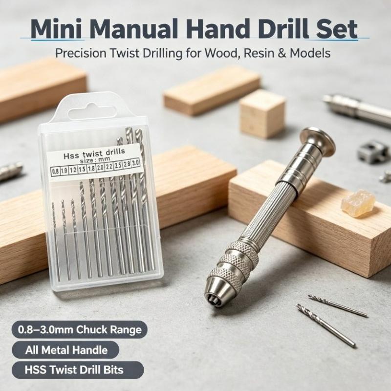 1/11pcs, 0.8-3.0mm Mini Hand Drill Wood work Tools Drilling Tool Manual Twist Drill Bits Jewelry Make Resin Drilling Model Craft