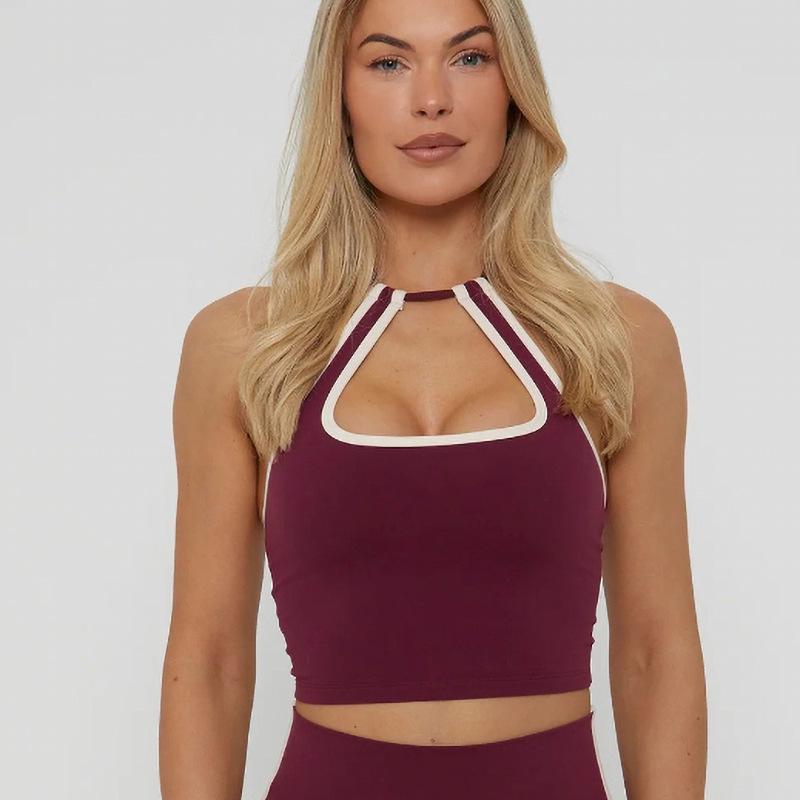 

Спортивний топ для йоги Color Block з регульованими бретелями - Обтислий Push-Up Спортивний одяг для жінок Medium