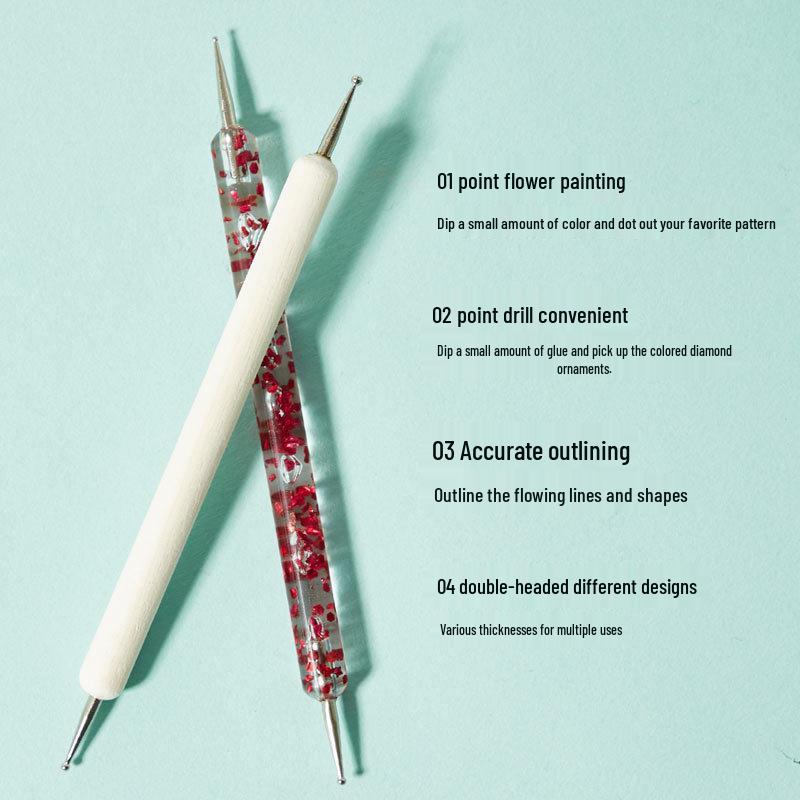 Dual-Ended Nail Art Dotting Pen & Wax Pencil Set - 5 Pieces