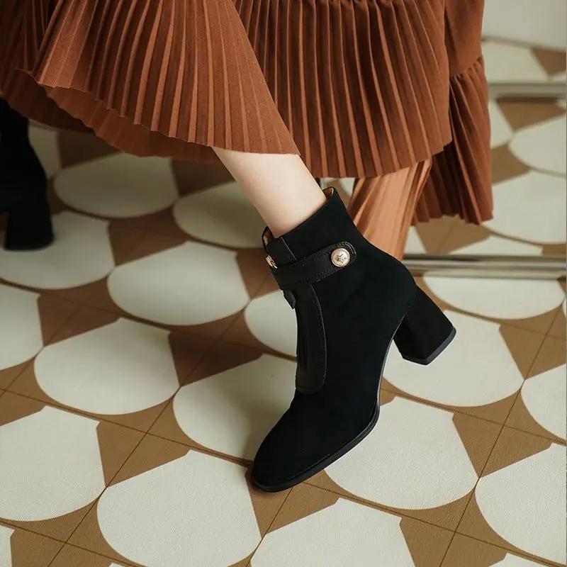 Fashion Ankle Boots for Women Elegant With Medium Heels Large Size Warm Fashion 2024 Woman Short Shoes Designer Luxury Trend Y2k Booties