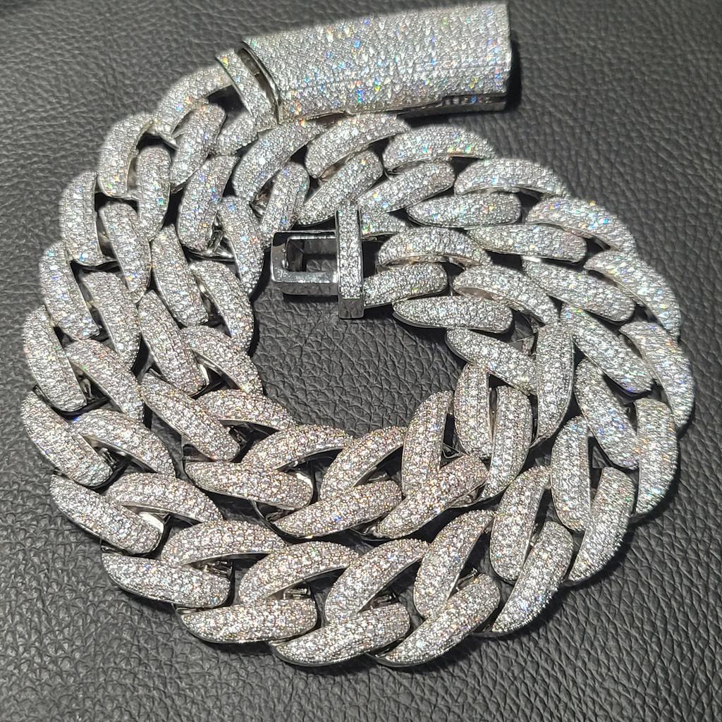 Módní Hip Hop Miami Kubánský Náhrdelník Řetízek Plný Diamantů 9mm 12mm 15mm 20mm 24mm Řetízky s Přívěskem Dlouhé Zapínání Spona Šperky Dárek