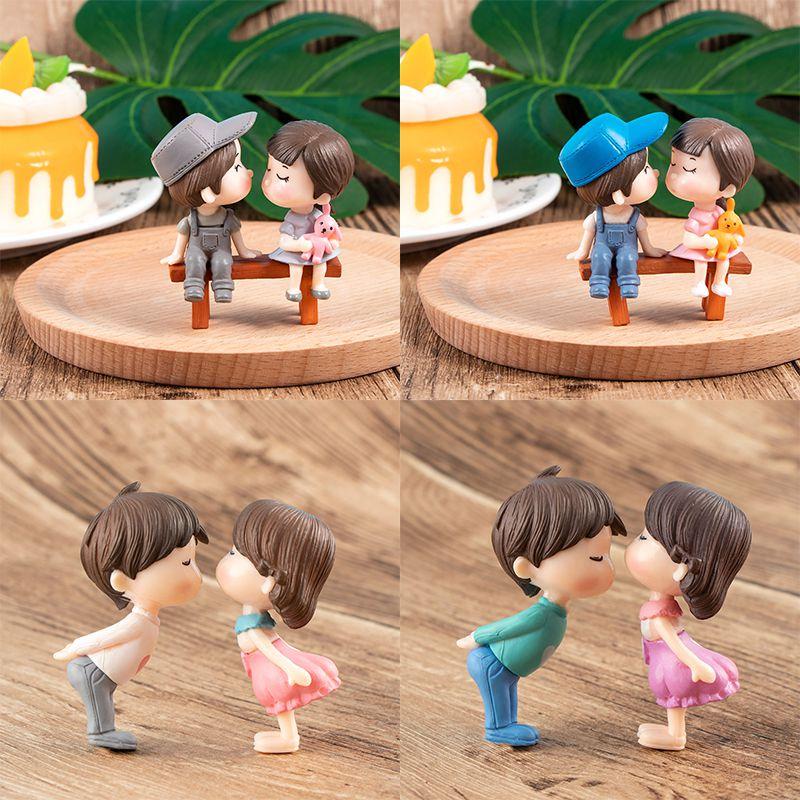 Delightful Kissing Couple Dolls For Handicraft Micro Garden Ornamentation