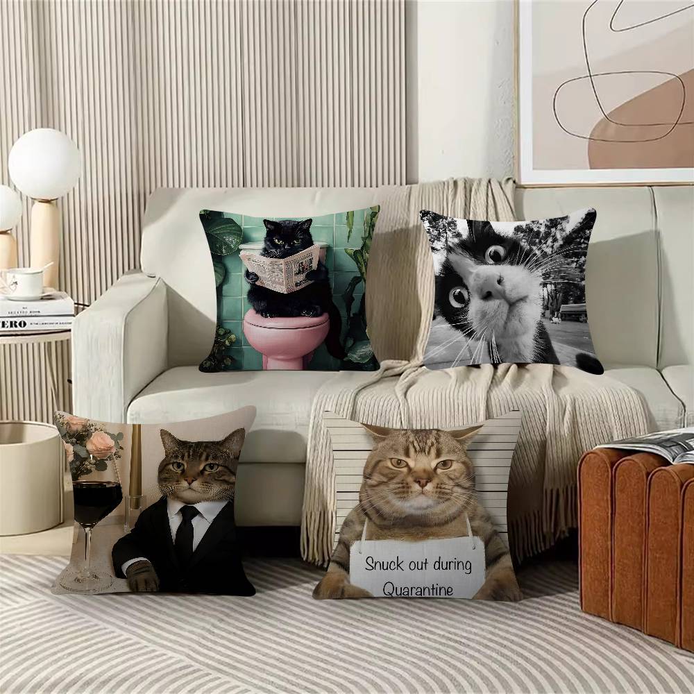 Cute Cat Pillow Gift Home Office Decoration Bedroom Sofa Car Cushion Cover Case 45x45