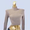 High-Grade Knit Women Half-high Collar Base Inner wear Spring and Autumn Twist Sweater Slim fit Sunken Stripe High Waist Short