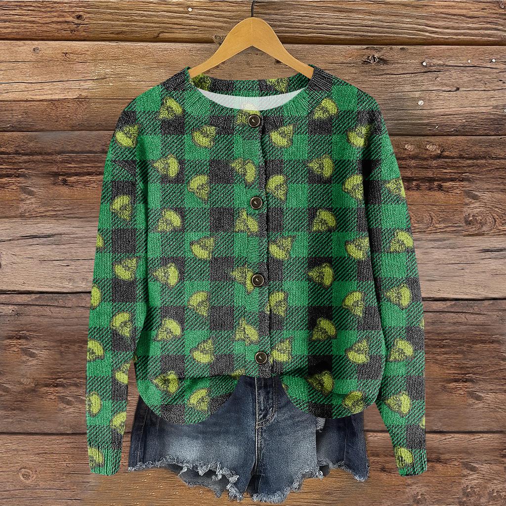 Women's Round Neck Top Printing Thickened Plush Cashmere Warm Long Top