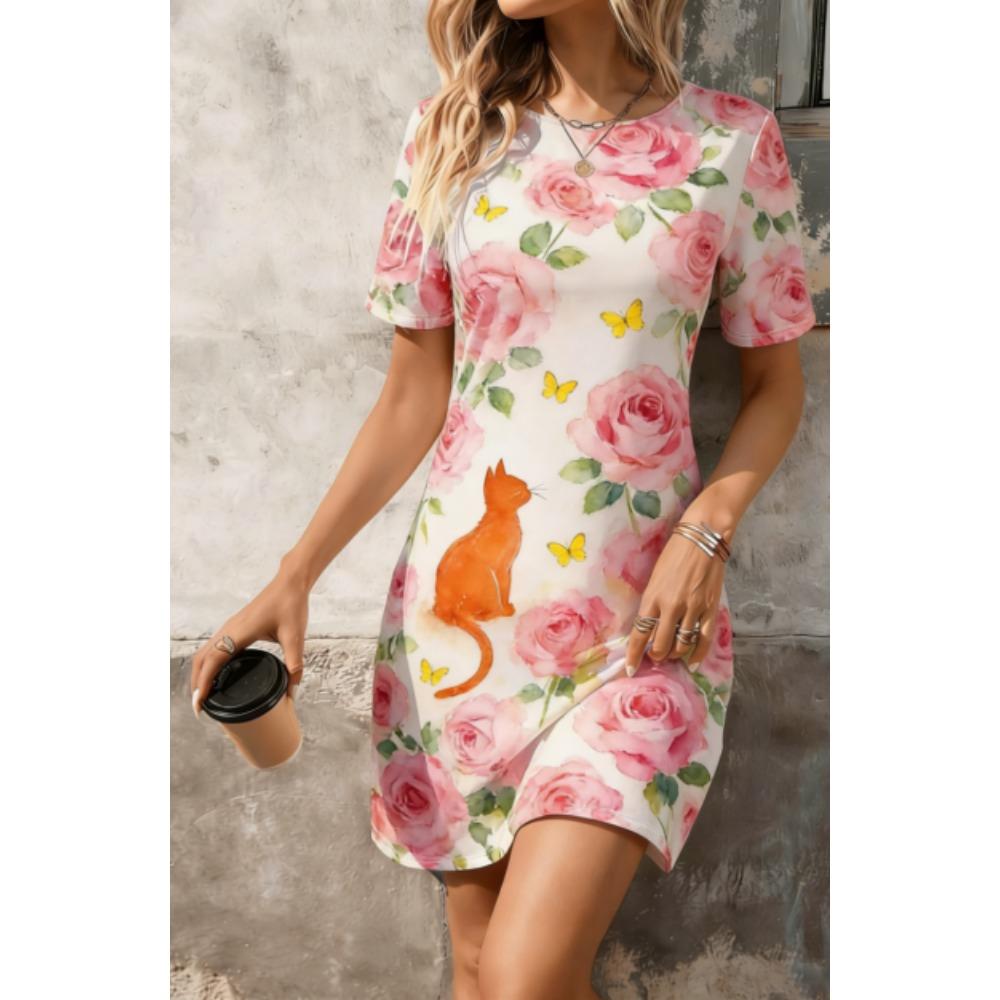 2026 New Style Women's Short-Sleeved Dress for Plus-Sized Women - Casual Leisure Style Dress