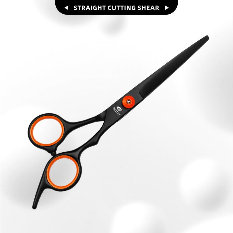 Professional Black & Orange Stainless Steel Haircutting and Thinning Scissors for Salon Stylists