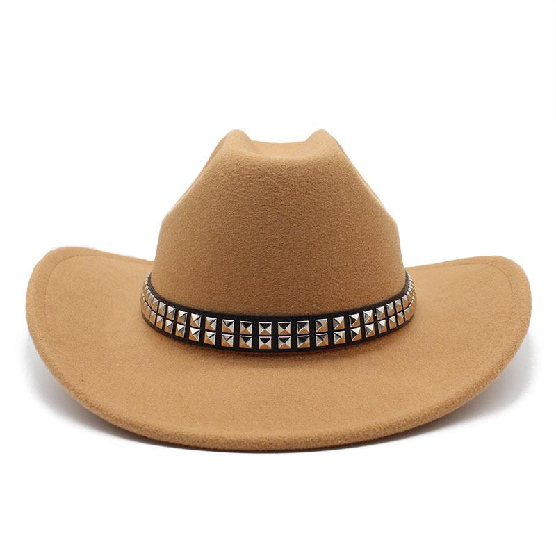 New Artificial Wool Women's Men's Western Cowboy Hat Vintage Gentleman Felt Fedoras Hats Cowgirl Church Jazz Cap Sombrero Hombre