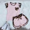 Toddler Kids Baby Girl Summer Outfits Short Sleeve T Shirt Top Leopard Shorts Pants Clothes Set