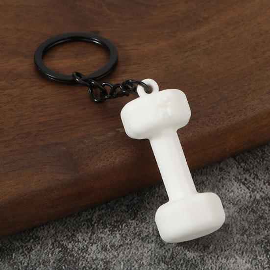 2Pcs Keychain Pendant Zinc Alloy Texture Dumbbell Charm Lightweight Portable Key Holder Backpack Bag Accessory