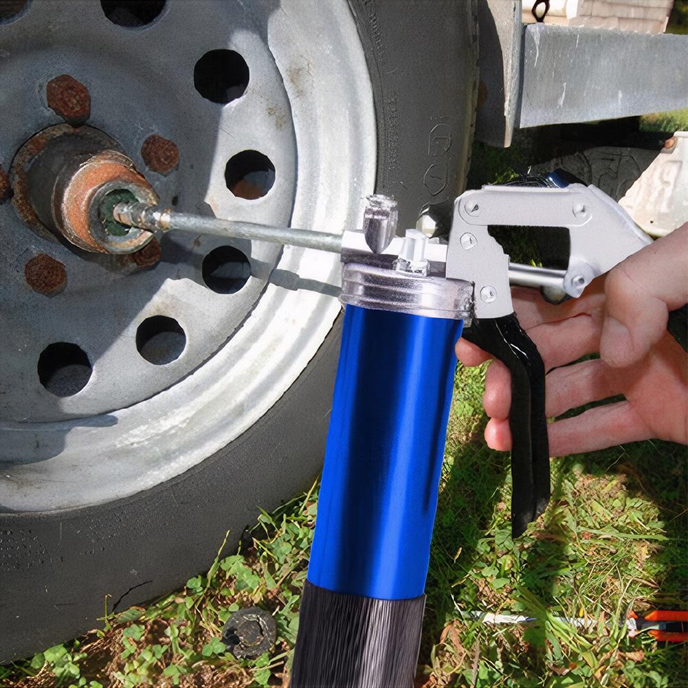 400CC Pneumatic Grease Gun 6000PSI Heavy Duty Air Compressor Grease Gun Flexible Hose Portable Grease Gun 1 Bent Metal Pipe
