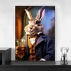 Tierkostüm Gentleman Trinkender Gorilla Löwe Hase Bier Bilder Lustige Bar Wandkunst Leinwandbild Heimdekoration