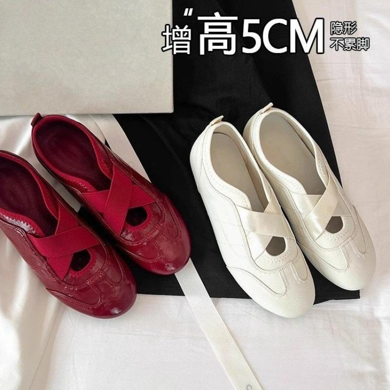 Fashion 2025 Inside Heightened Mary Jane Shoes New Summer Cross Belt Elastic Sport Ballet Women's Singles