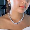 Diamond Full Zircon Bridal Necklace Earrings Set Wedding Dress Dress Dress Dinner Accessories Jewelry