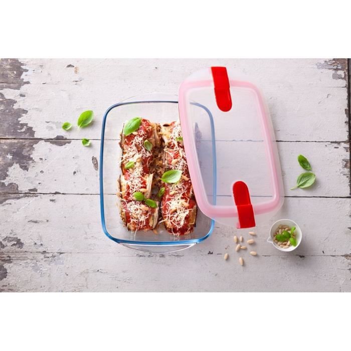 Lot de 5 Boîtes de conservation - PYREX - Cook &amp; Heat - Verre - Couvercle à valves vapeur spécial micro-onde