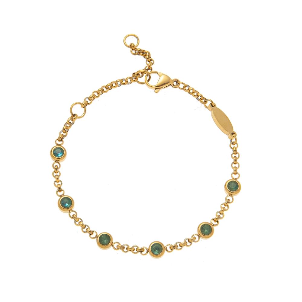 Classic Fashion Geometric Colorful Zircon Beaded Bracelet 12 Birthstones Stainless Steel 18K Gold Plated Anniversary Gift