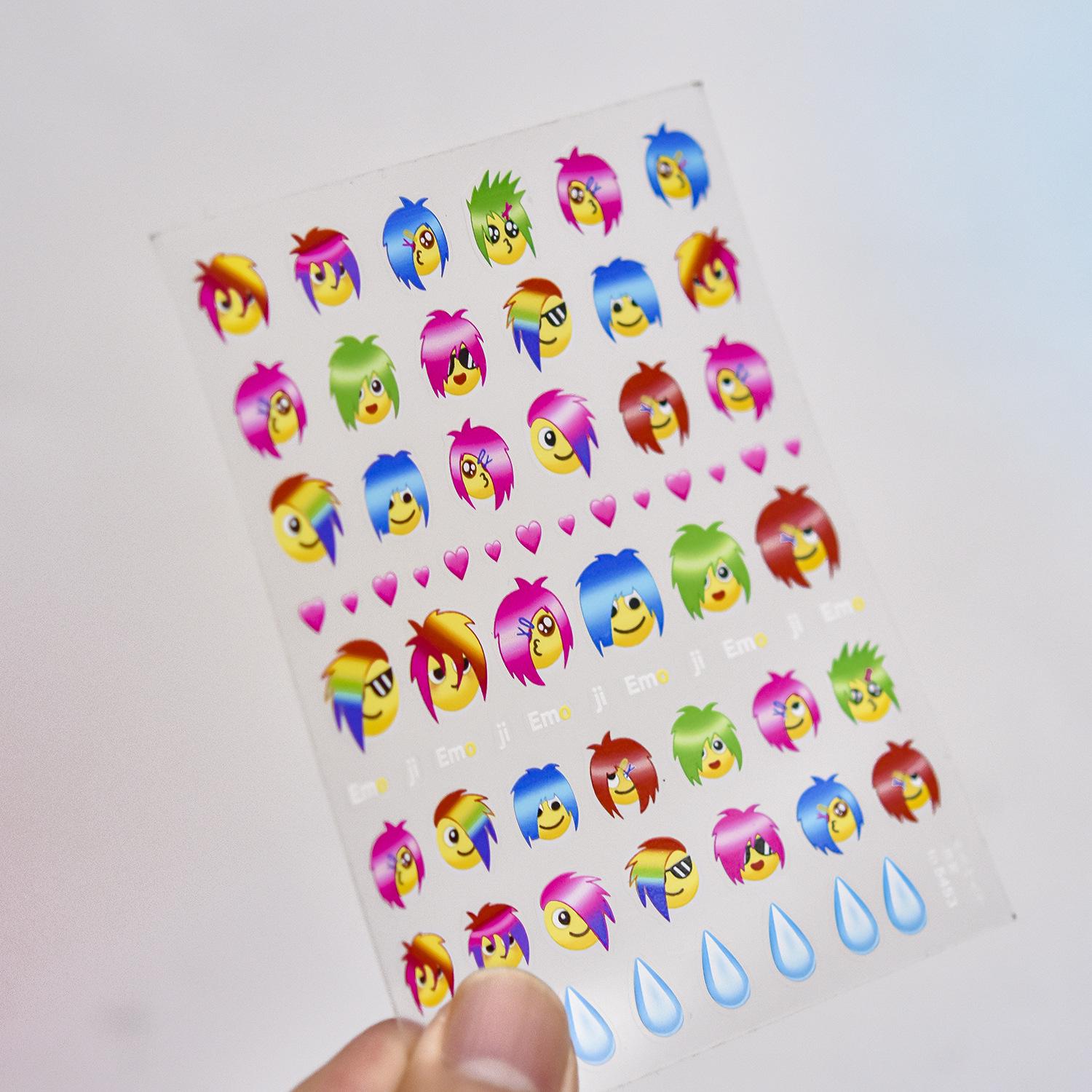 Tomoni Trendy Harajuku Emoji Nail Stickers - Thin, Flexible, Creative Style Mixed Pack