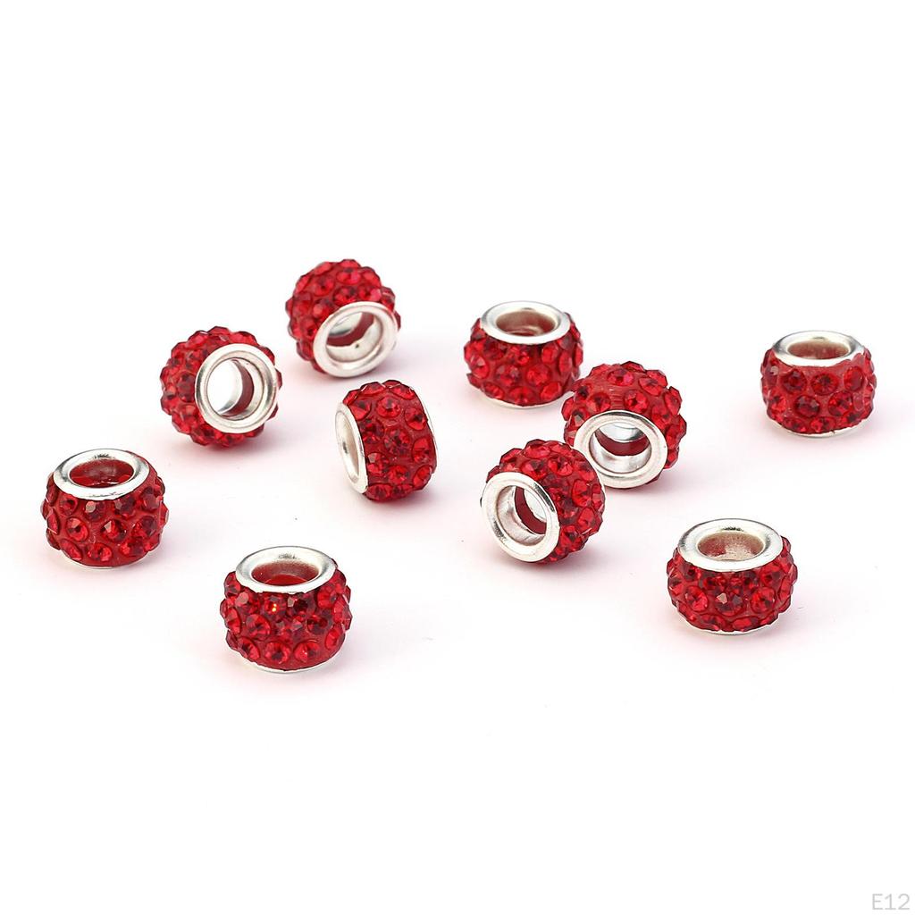Alloy European Rhinestone Beads 8x10mm Large Hole Loose Spacer DIY Jewelry Making