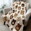 Cute Bear Print Flannel Throw  Soft AllSeason Indoor Outdoor Decorative Blanket