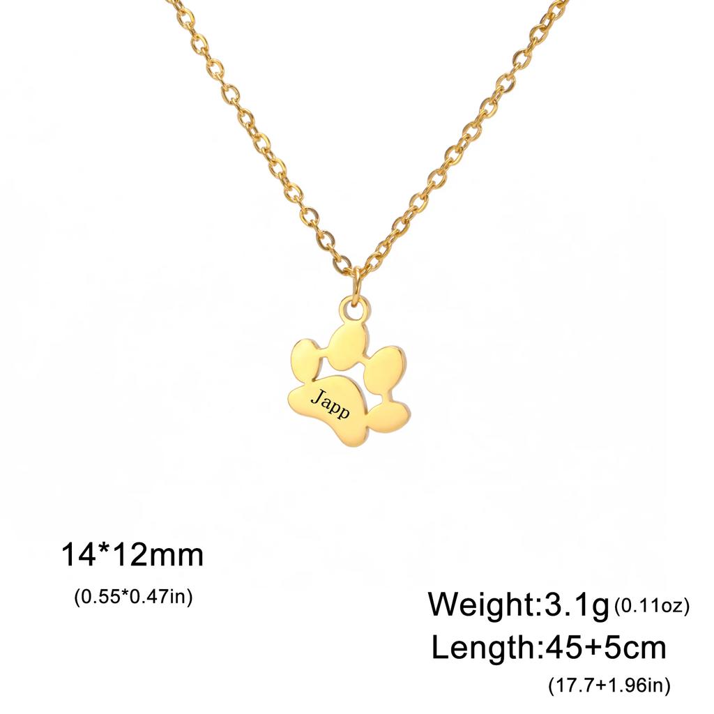 Xiaomi Custom Name Paw Pendant Necklace Personalized Engraved Letter Necklaces for Women Stainless Steel Tiny Dog Paw Jewelry