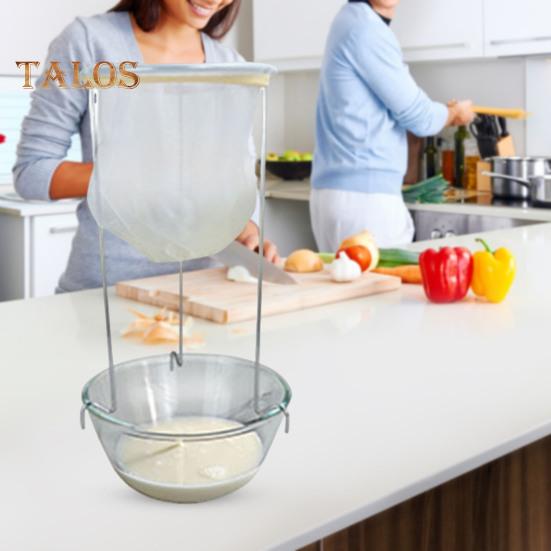 Stainless Steel Jelly Strainer Stand with Nylon Reusable Filter Bag Stable Triangular Design Kitchen Filter Holder for Nut Milk Juices Cheese Yogurt