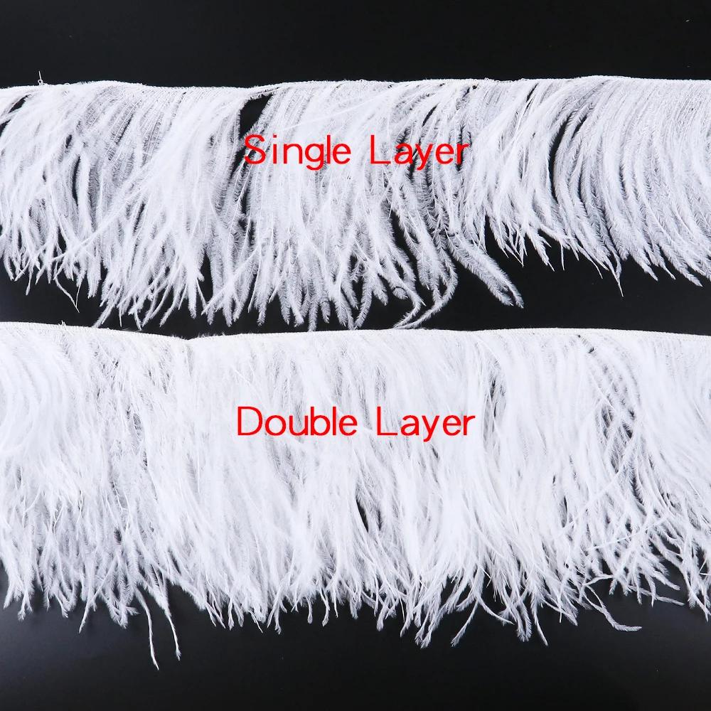 Feather White Ostrich Feather Trim for Wedding Party Dress Decorative Clothing Sewing Accessories 10-22cm Long Plume Fringe
