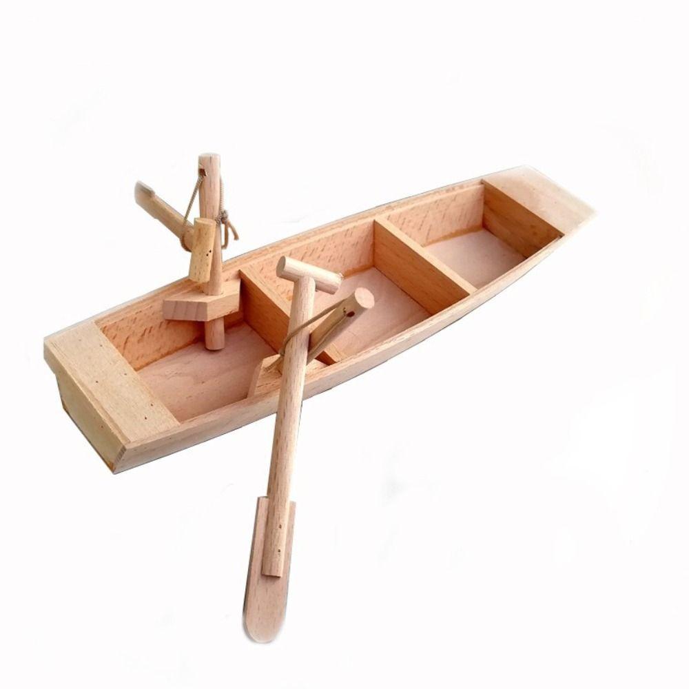 Vintage Decor Wooden Boat Model Home Decoration Boat Model Ornaments Fishing Boat Decor  Kids Toy