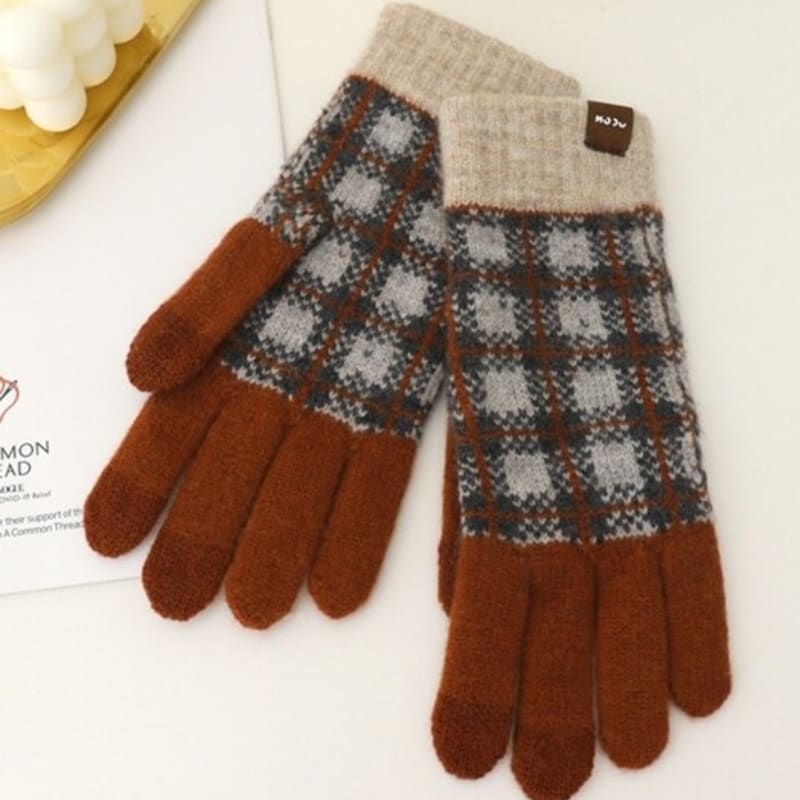 LALA Fogny Check Fleece Gloves