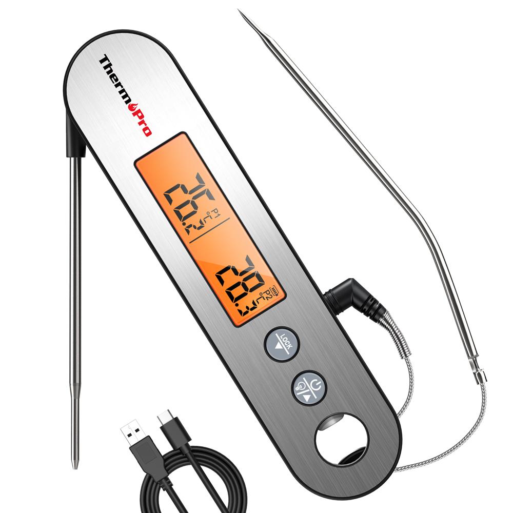 

ThermoPro TP610 перезаряжаемый водонепроницаемый подсветка 2 в 1 складной проводной зонд цифровой кухонный духовой шкаф барбекю термометр для мяса Russian Federation