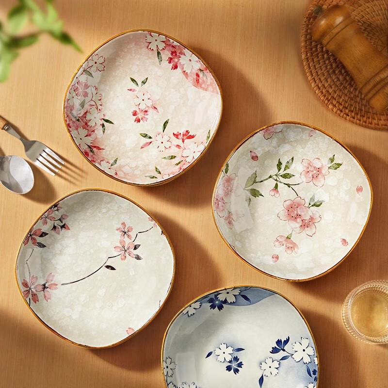 Flower Sea Series Japanese Ceramic Deep Square Plates