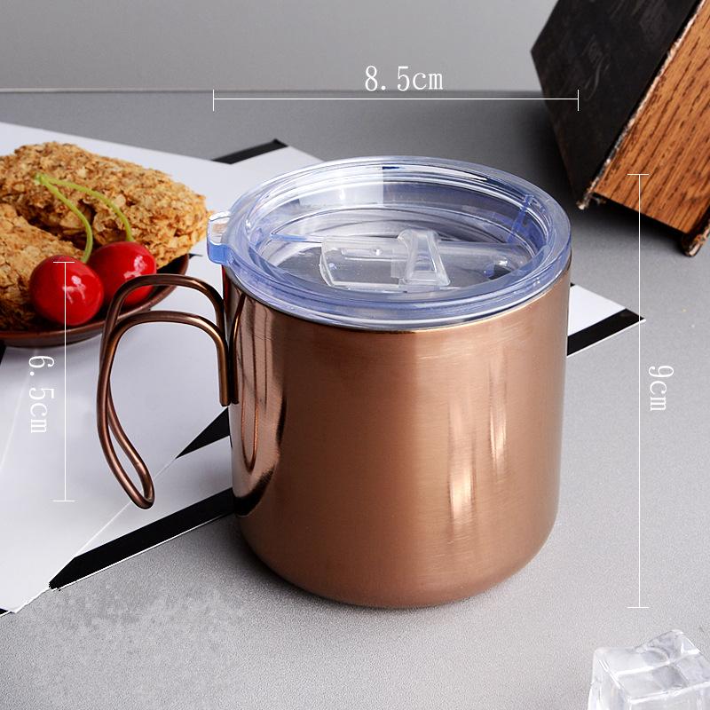 380ML Stainless Steel Coffee Thermal Mug with Cover Curved Handle Portable Milk Water Cups Office Kitchen Bar Drinkware Utensils