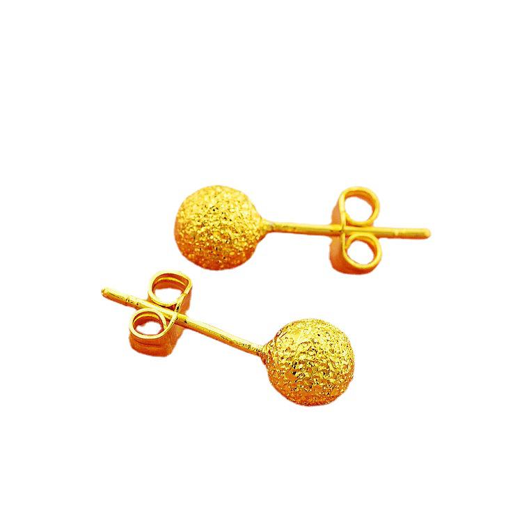 Exquisite Gold-Plated Frosted Stud Earrings - 5mm Versatile Round Beads