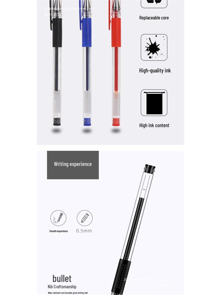 100 Black 0.5mm Water-Based Signature Pens for Office Use - Ballpoint Carbon Writing Pens