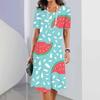 Elegantes Damen-Sommerkleid mit 3D-Geometrie-Streifenmuster, kurzärmelig