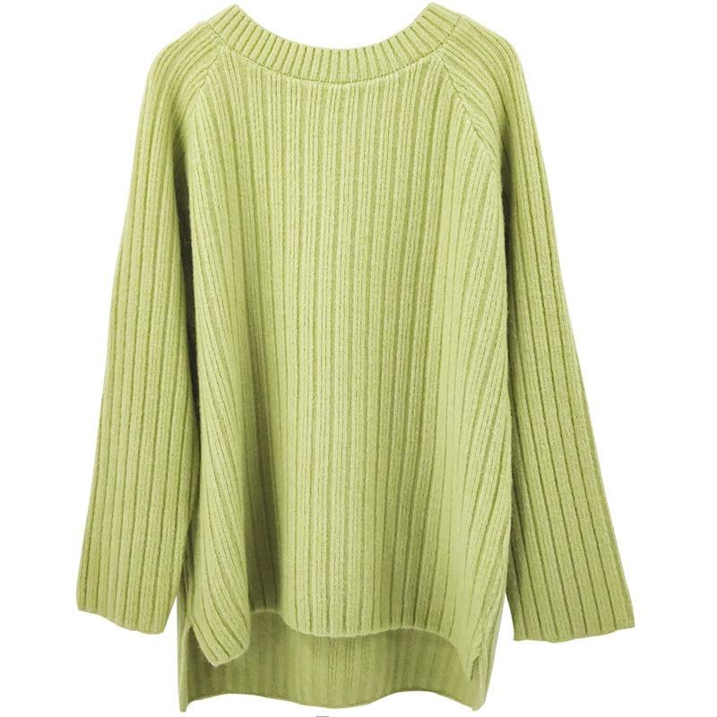 Lazy wind long-sleeved sweater base women's autumn and winter new loose outer wear solid color knitted top style