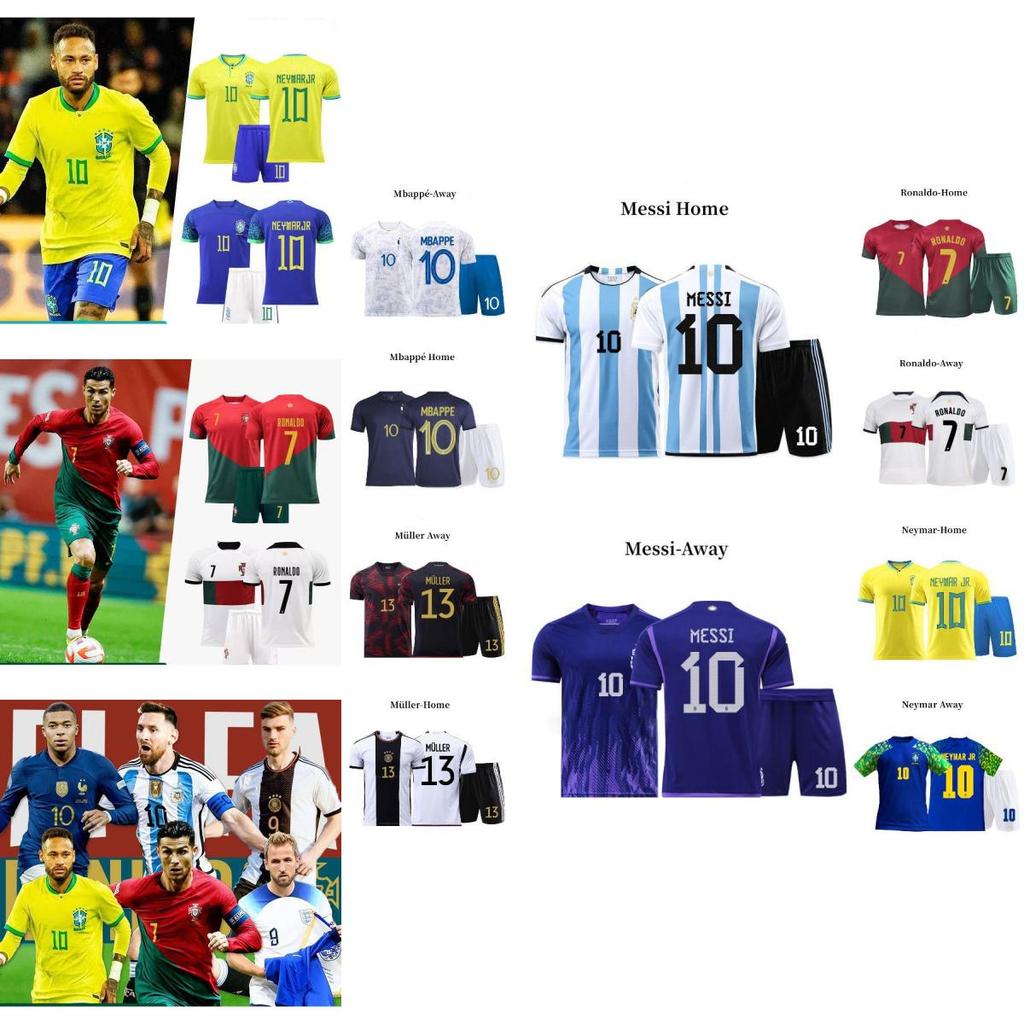 Katar Messi Ronaldo Neymar Müller Kinder Fußballtrikot Atmungsaktives und strapazierfähiges Qualitätspolyester