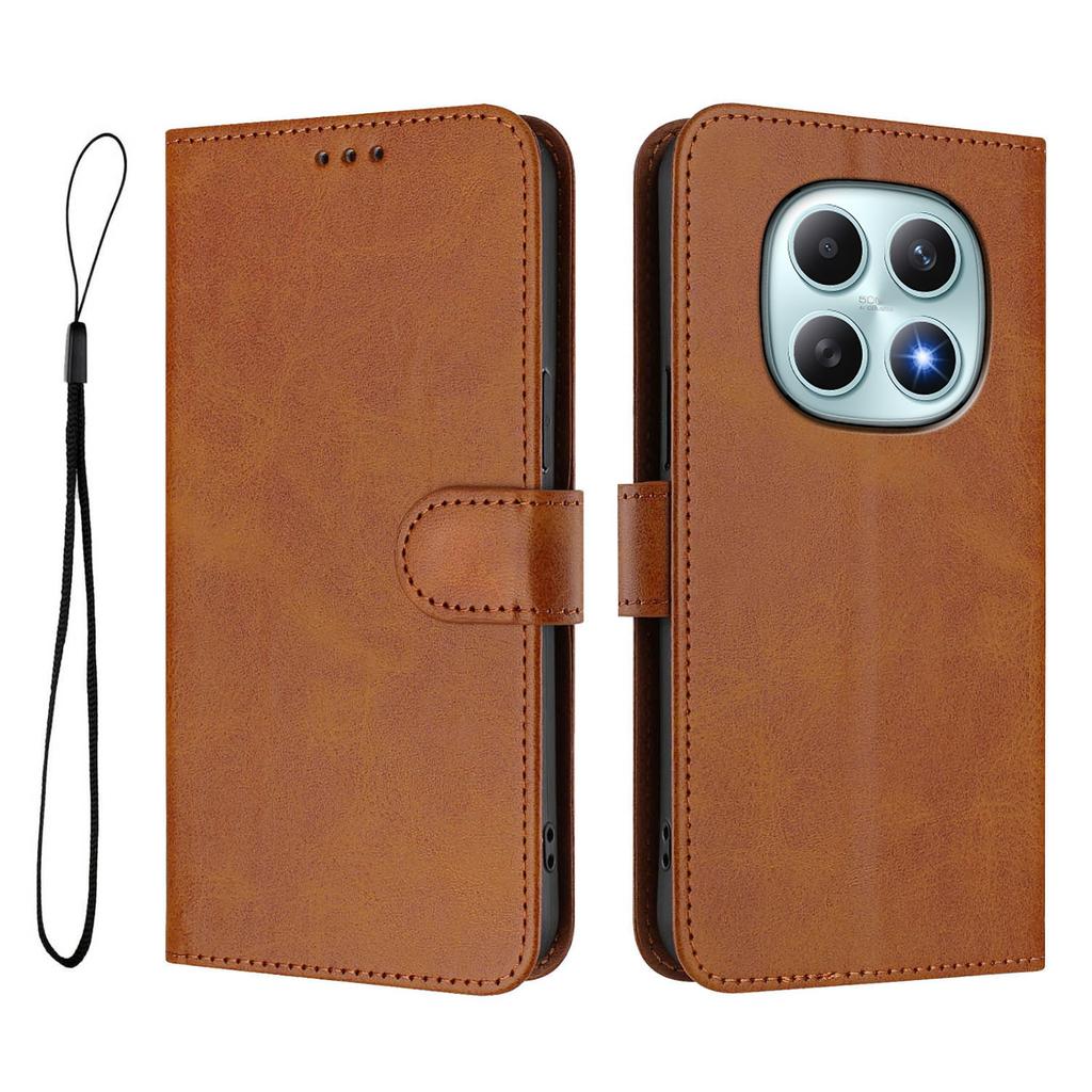 For Xiaomi Poco M8 5G/Redmi Note 15 5G (Global) Wallet Case RFID Blocking Calf Texture Leather Stand Phone Cover with Strap