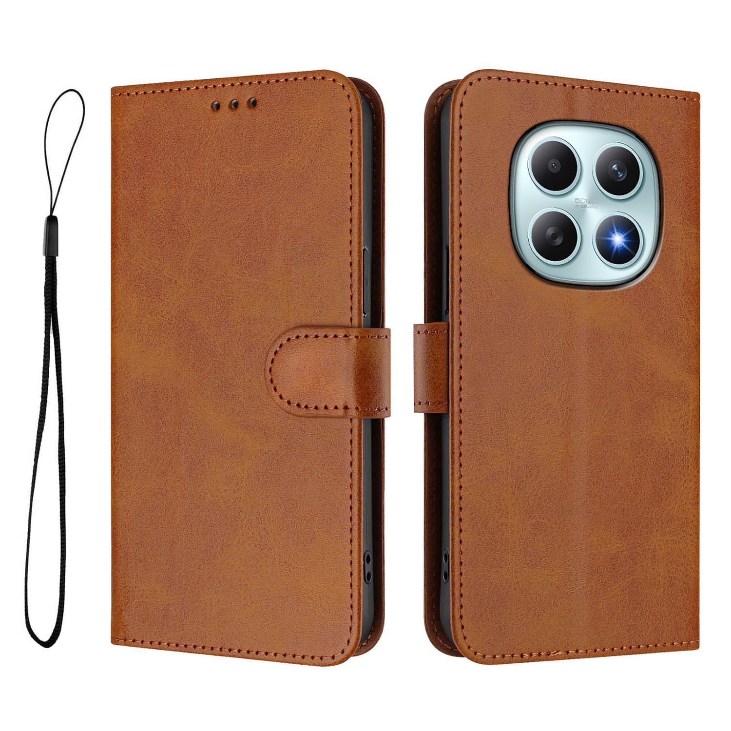 

For Xiaomi Poco M8 5G/Redmi Note 15 5G (Global) Wallet Case RFID Blocking Calf Texture Leather Stand Phone Cover with Strap