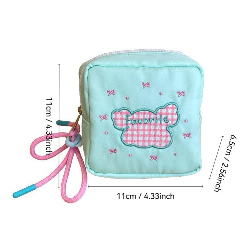 Mini Sanitary Napkins Storage Bag Embroidery with Lanyard Lipstick Storage Pouch Gift Large Capacity Feminine Period Pouch
