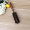 Professional Boar Bristle Nylon Round Hair Brush for Blow Drying Straightening Curling Styling Spiral Design Wooden Handle