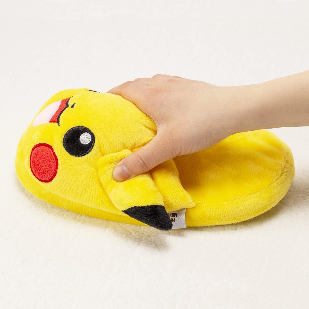 MORIPiLO Pokemon Indoor Slippers Fluffy Size Plush Cute Pokemon Morishita Makura (Pikachu Kunyaku) 23.0-25.0cm, Unisex, Toy, Gift, Yellow, Character,