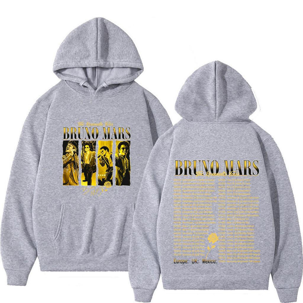 Bruno Mars The Romantic Tour Print Hoodie Men Women Fashion Clothing Sweatshirt Casual Loose Long Sleeves