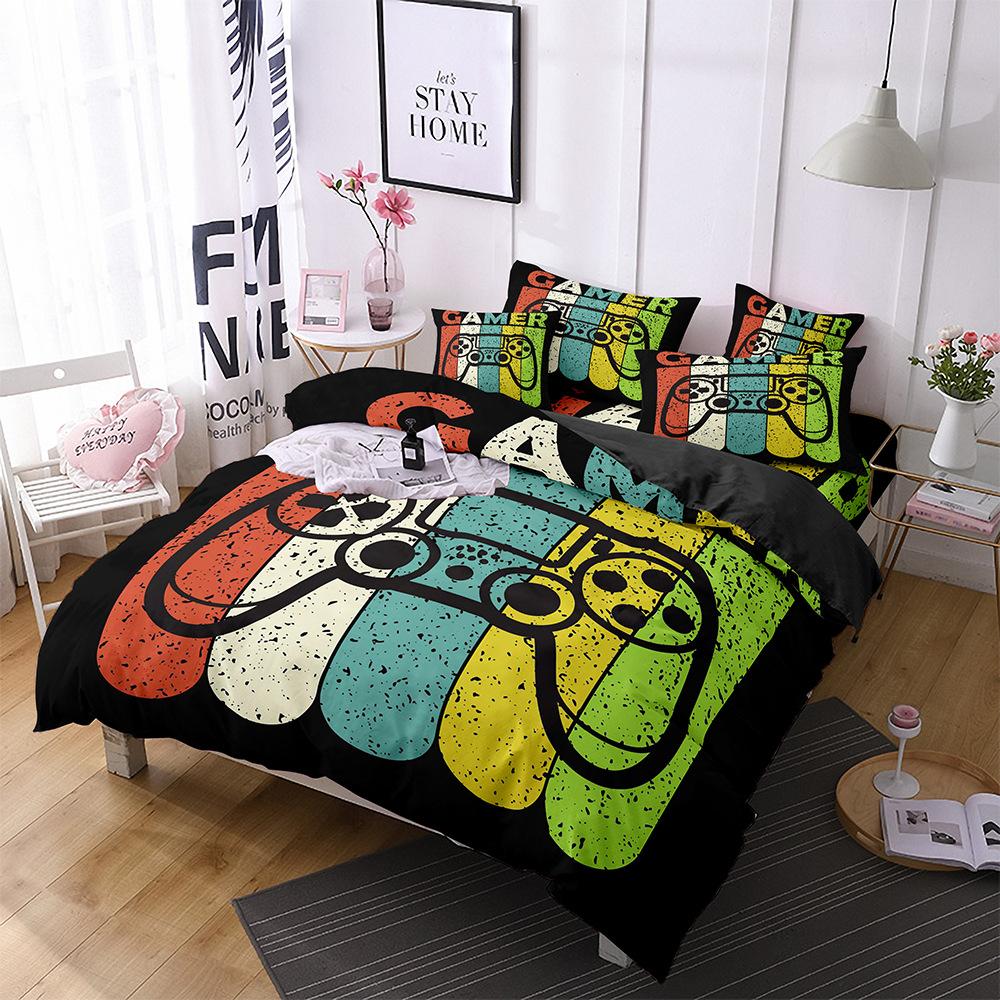 Gamepad Three-Piece Mobile Game Elements 3D Digital Printing Quilt Cover Bedding Four-Piece Set